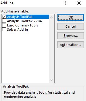 Пакет инструментов анализа в Excel