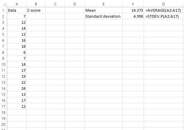 Расчет Z-балла в Excel