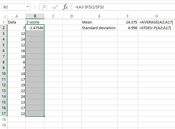 Z-баллы в Excel
