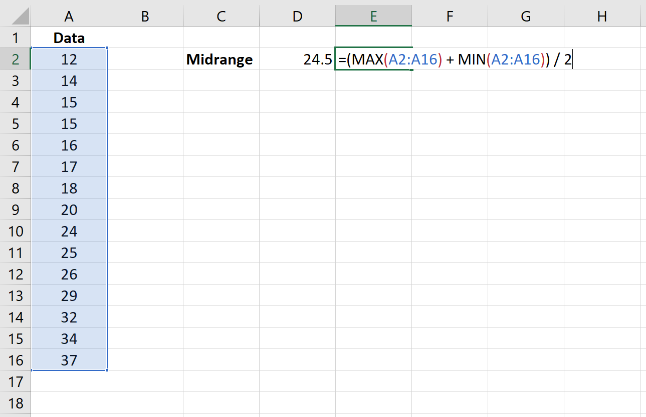 Расчет среднего диапазона в Excel