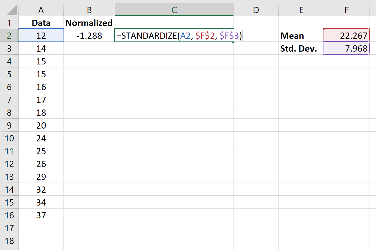 Нормализация данных в Excel