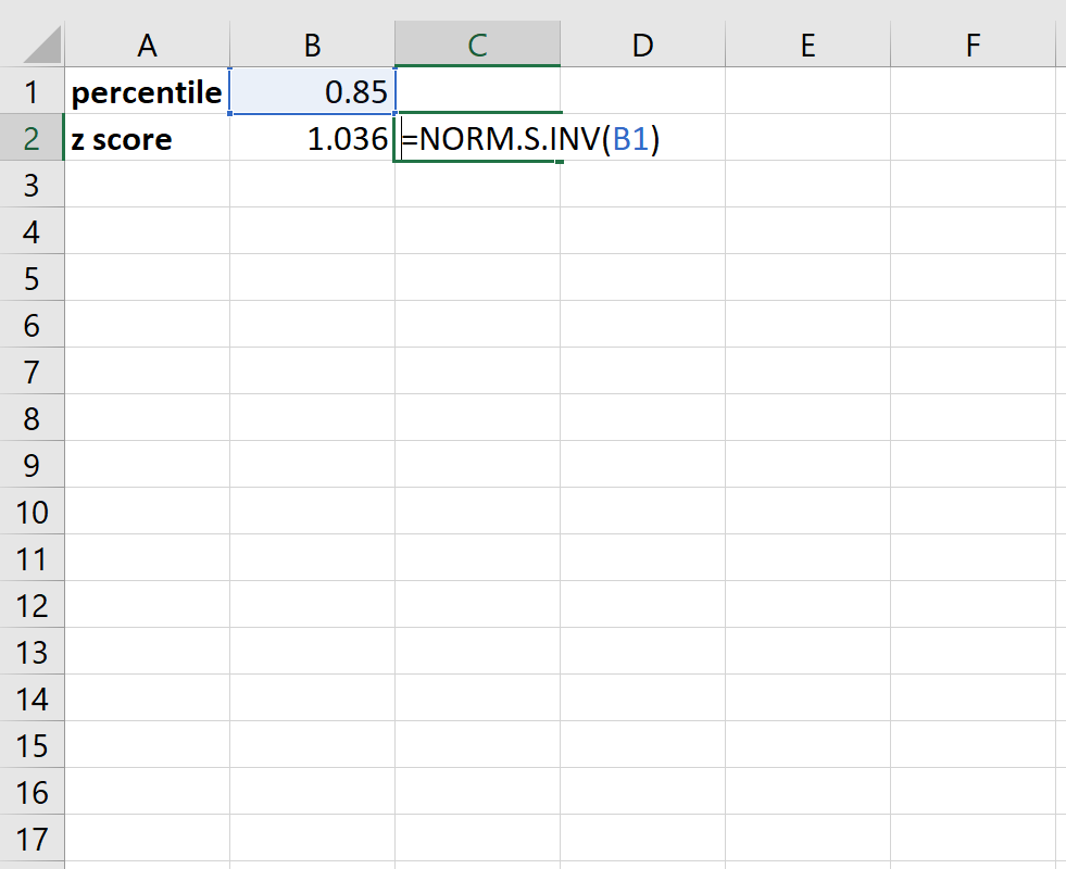 Преобразование z-оценок в процентили в Excel