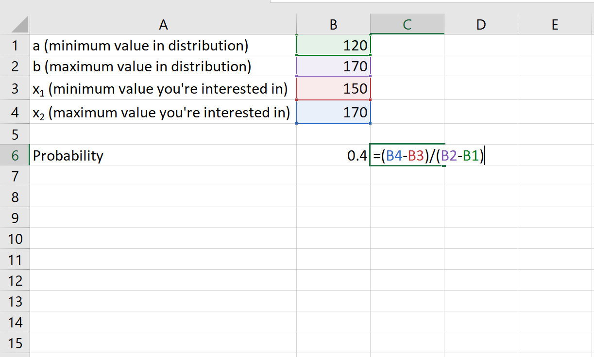 Равномерные вероятности распределения в Excel