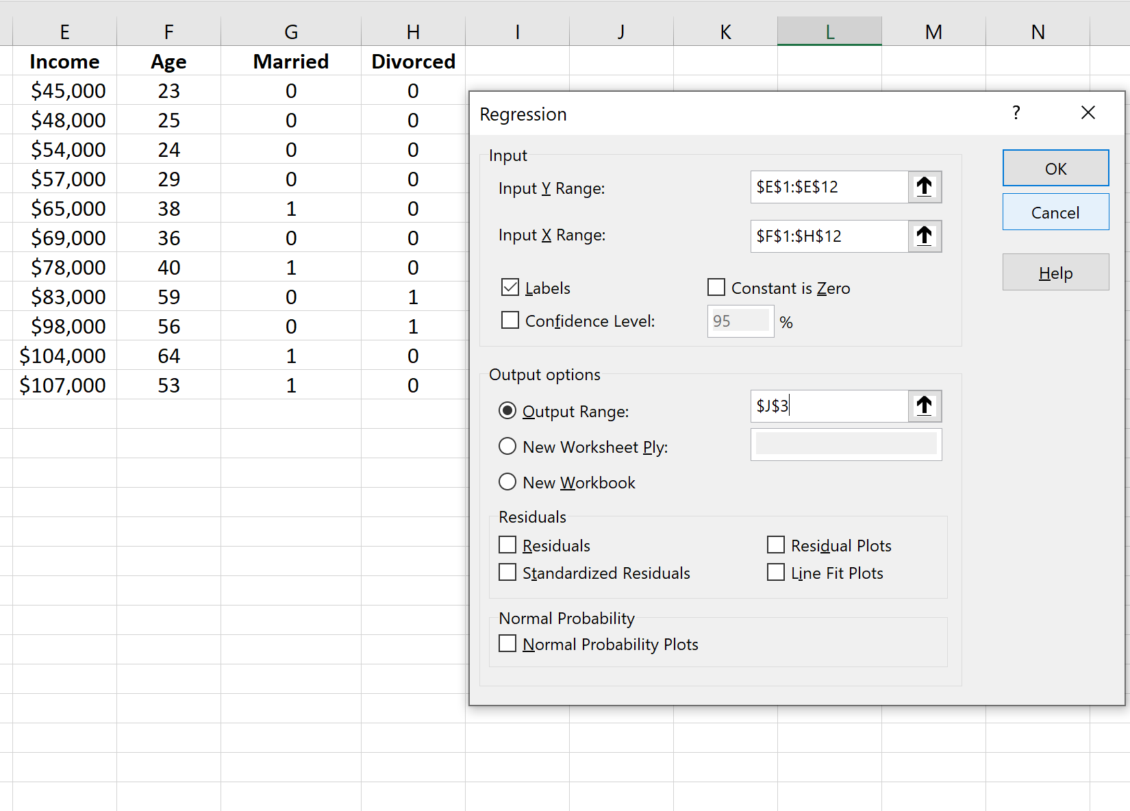 Фиктивные переменные в регрессии в Excel