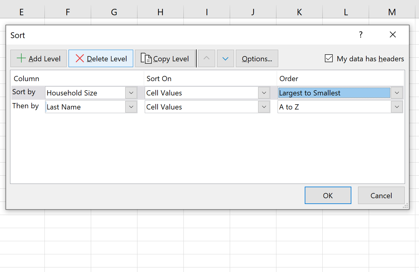 Сортировка по нескольким столбцам в Excel