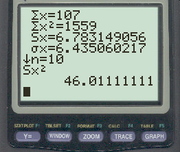 примерная дисперсия на калькуляторе ТИ-84