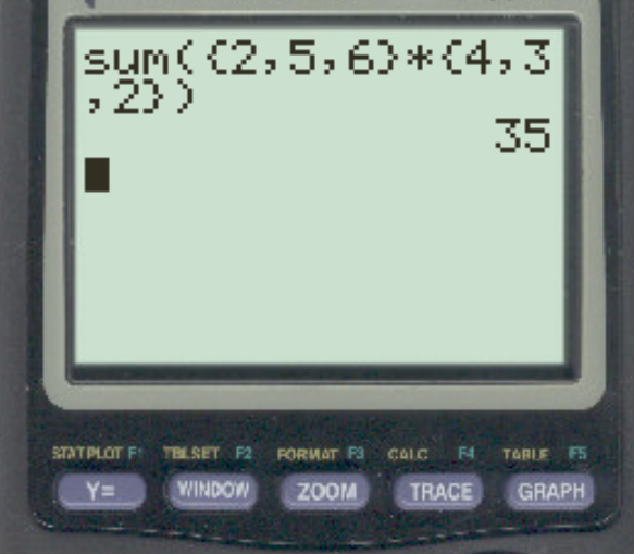 Скалярное произведение на калькуляторе TI-84