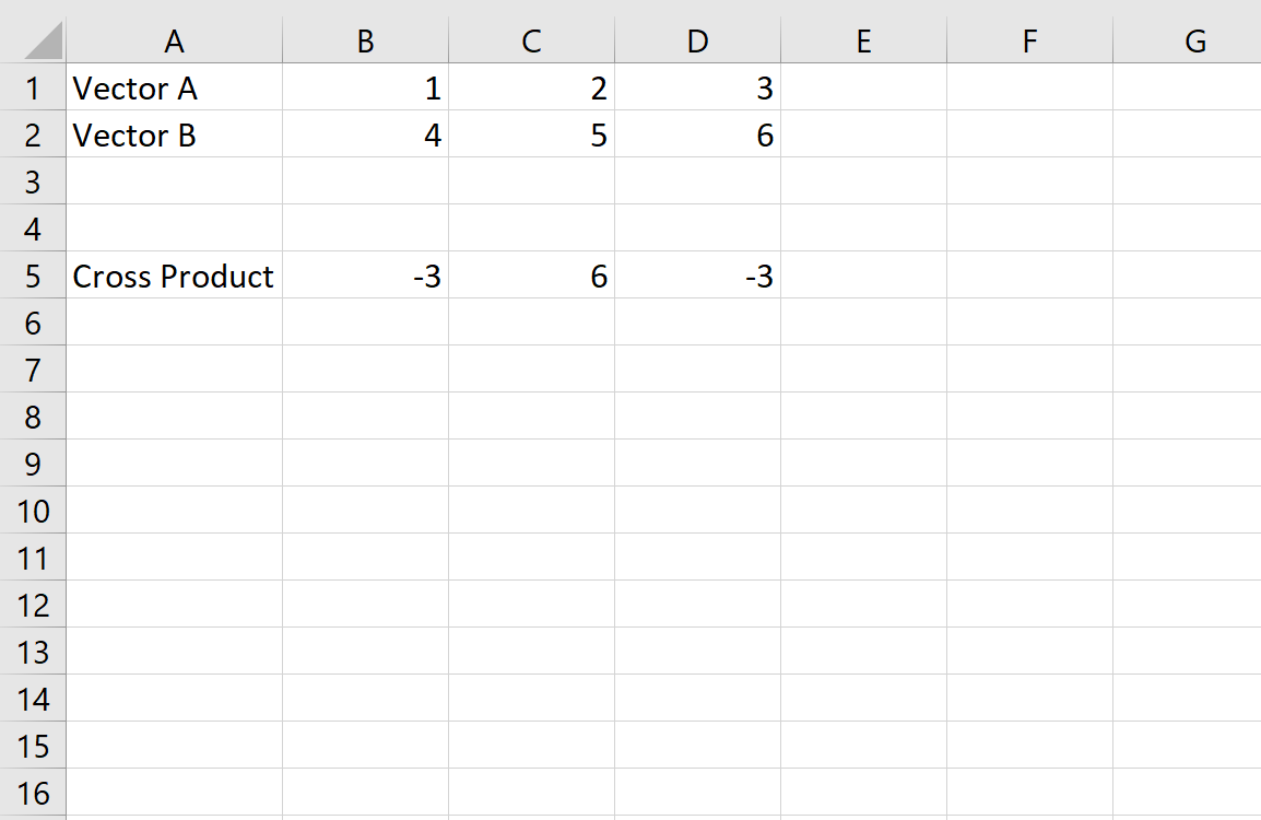 Перекрестное произведение в Excel