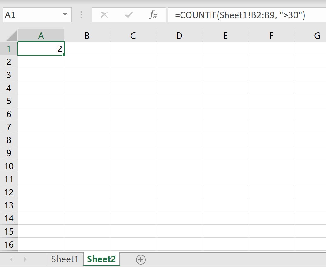 Excel COUNTIF с другого листа