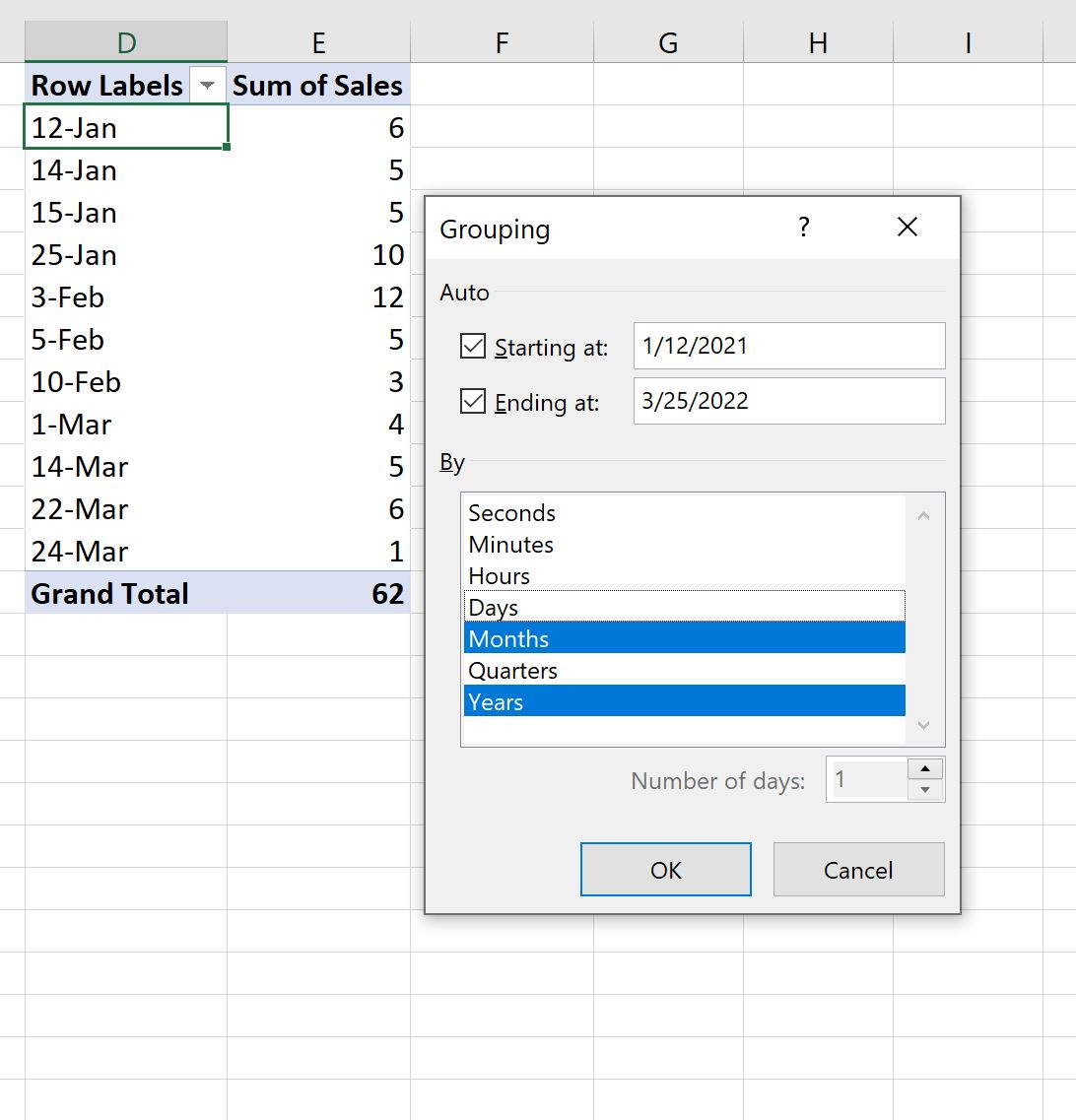 Группа Excel по месяцам и годам в сводной таблице