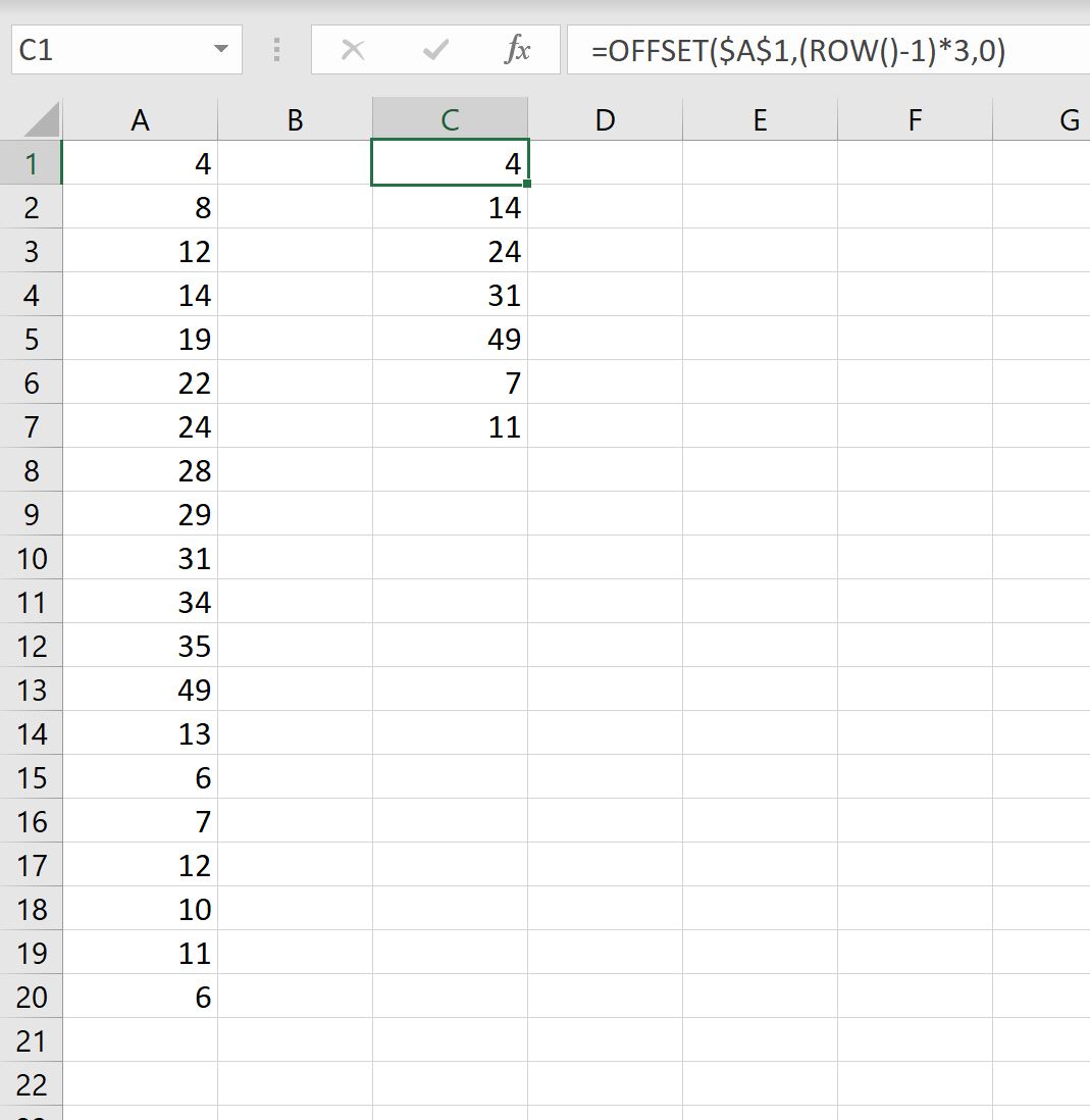 выбрать каждую n-ю строку в Excel