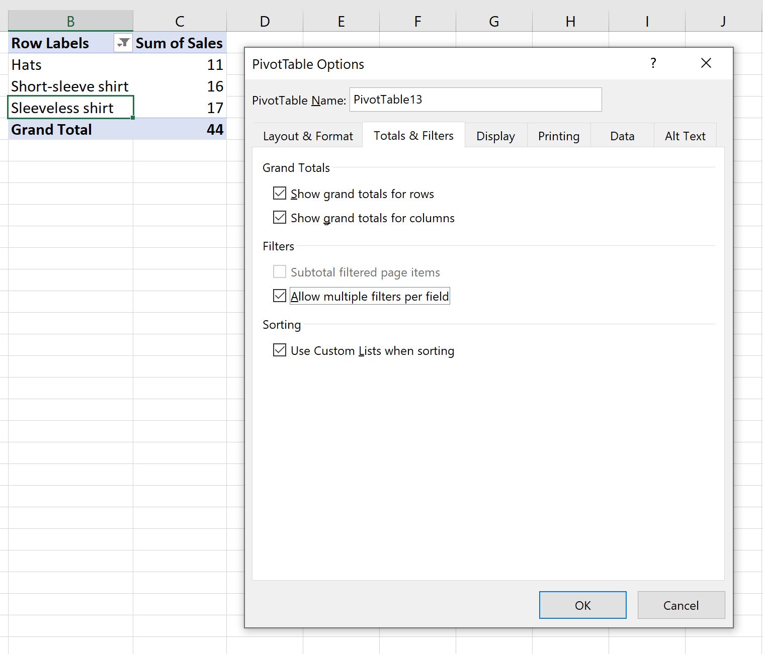Сводная таблица Excel позволяет использовать несколько фильтров
