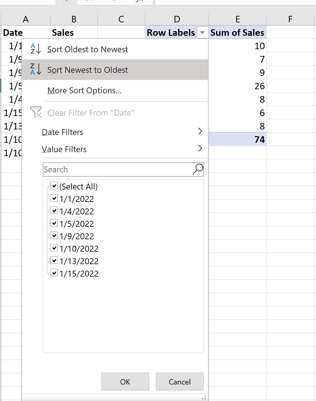 Excel отсортировать сводную таблицу по дате