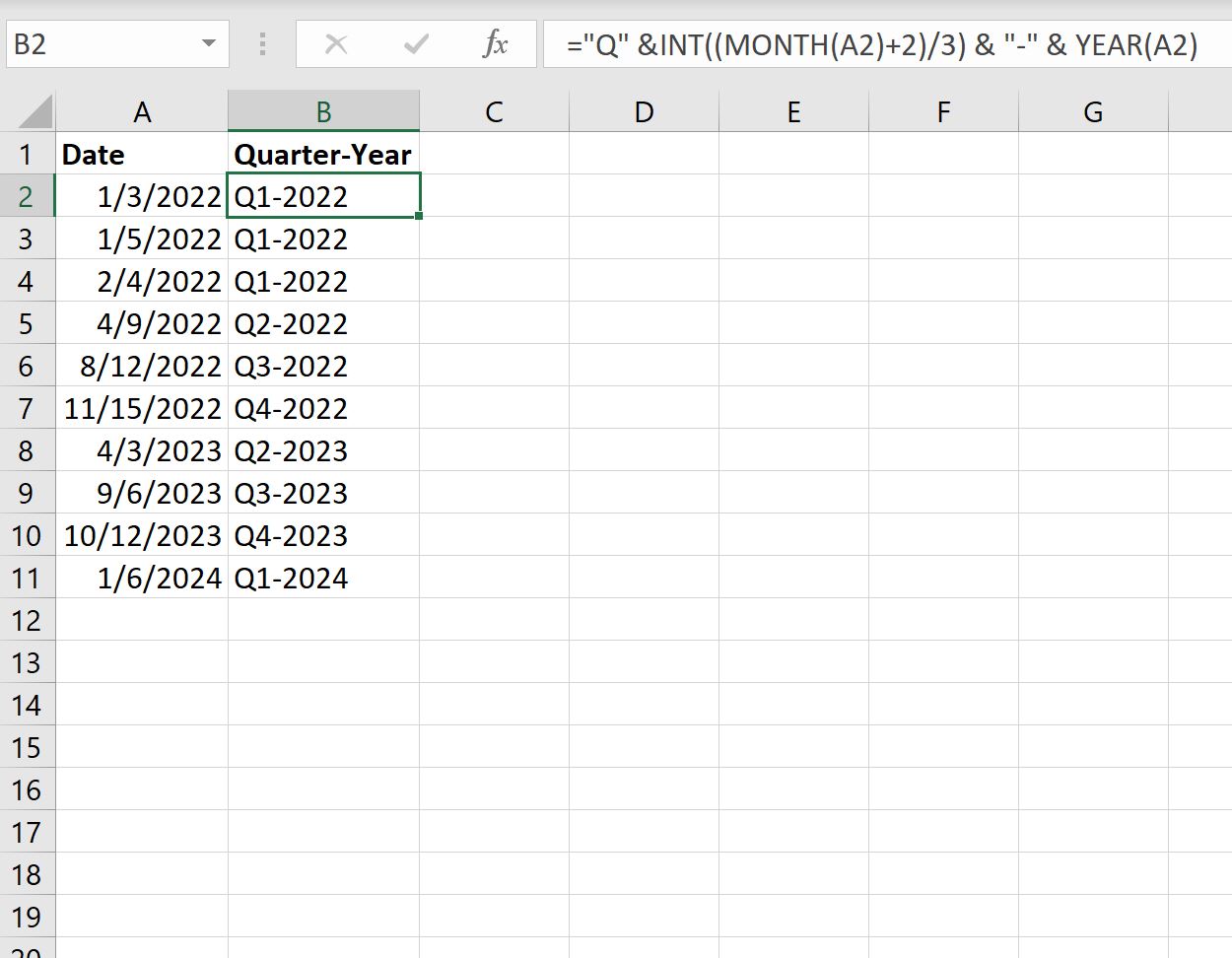 Excel конвертирует дату в квартал и год